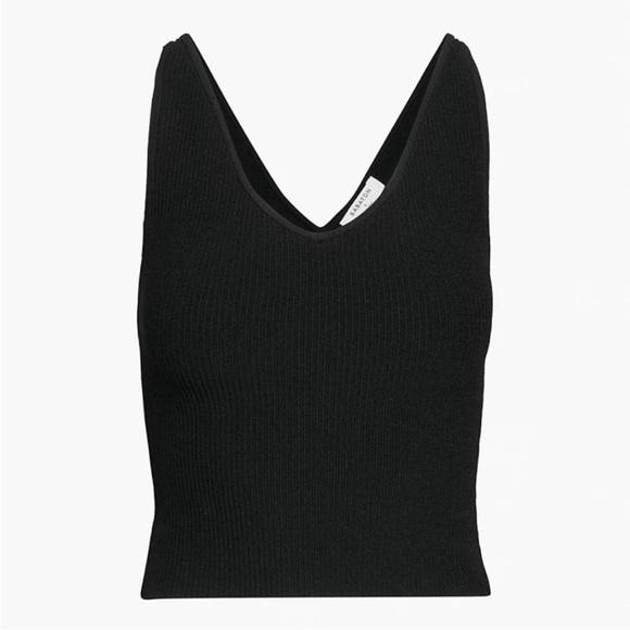 NWT Aritzia Babaton Sculpt Knit V-Neck Black Tank Size Large - Picture 7 of 7